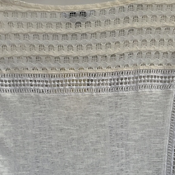 Lucky Brand White Peasant blouse. Size M. Tie waist. Open Embroidery - Picture 6 of 13